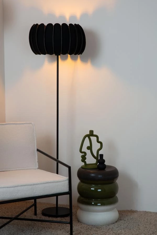 Lucide SPENCER - Lampadaire - Ø 40 cm - 1xE27 - Noir - ambiance 1